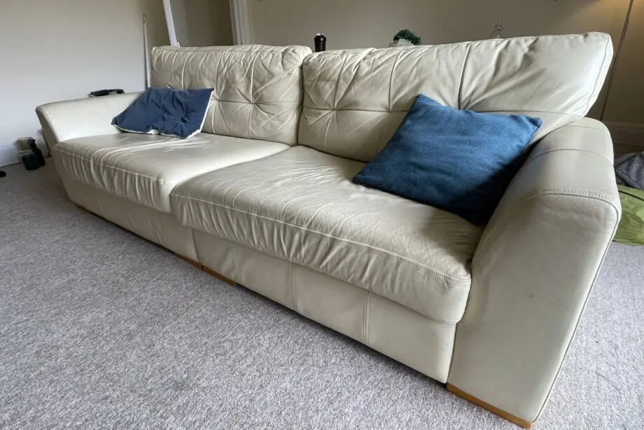 Cream leather sofa set