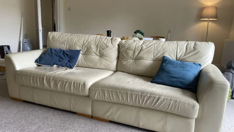 Cream leather sofa set