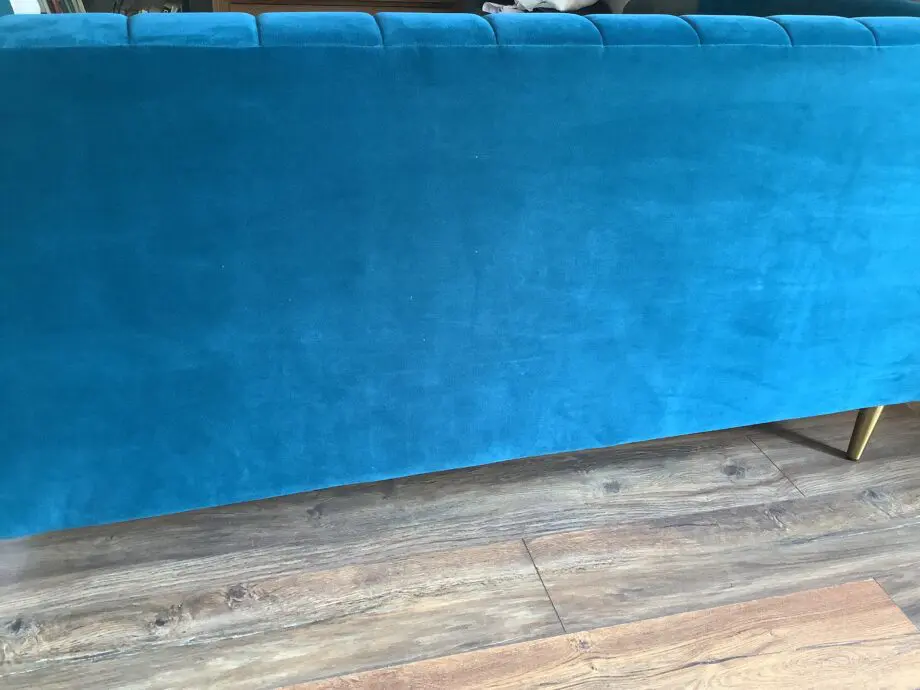 Made.com teal velvet sofa