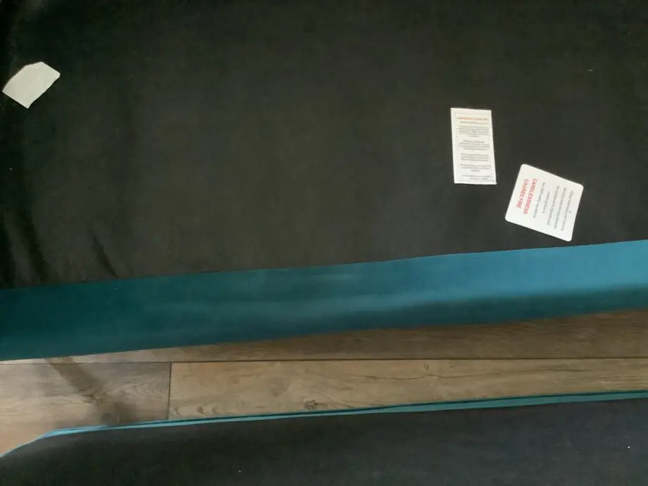 Made.com teal velvet sofa