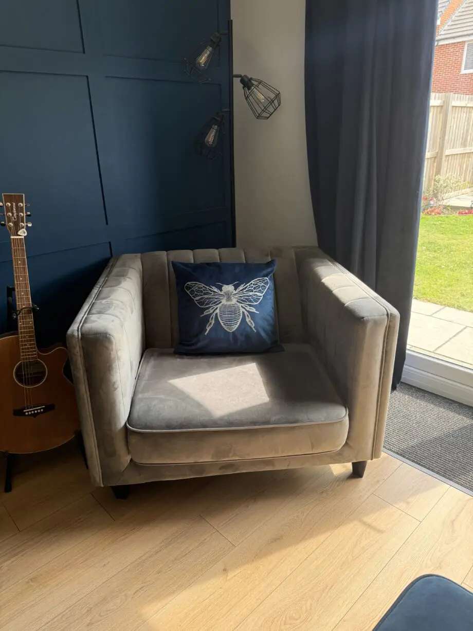 Sofology Fluted Ivy Blue/ Grey Sofa Set
