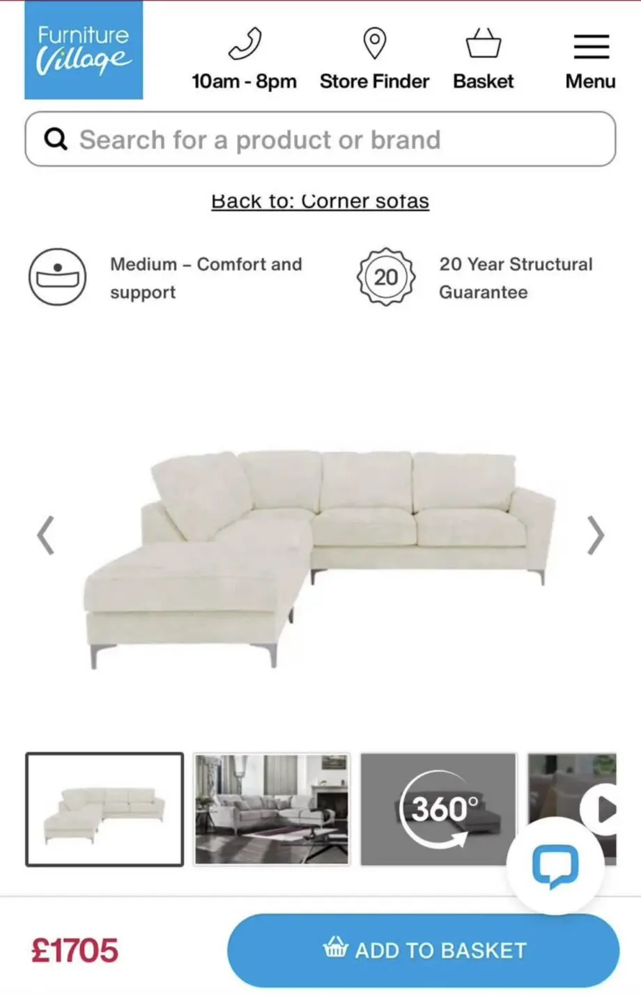 Furniture Village Kingston Grey Legend Classic Back Corner Sofa