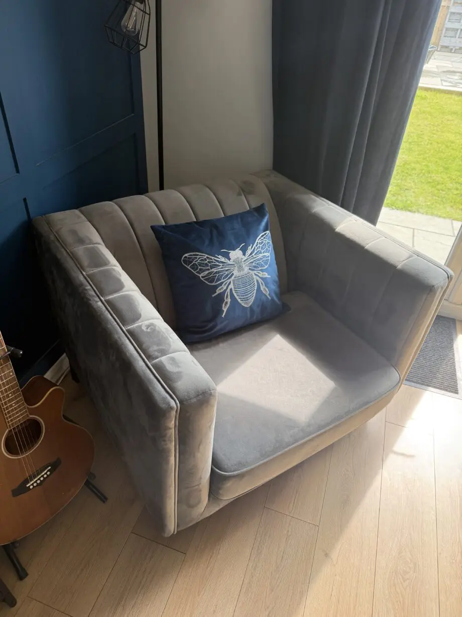 Sofology Fluted Ivy Blue/ Grey Sofa Set