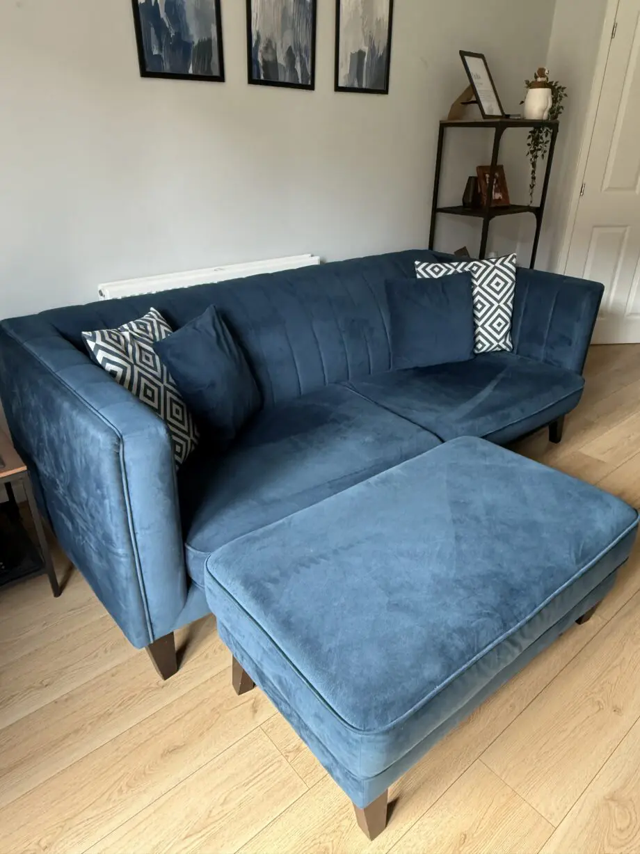 Sofology Fluted Ivy Blue/ Grey Sofa Set