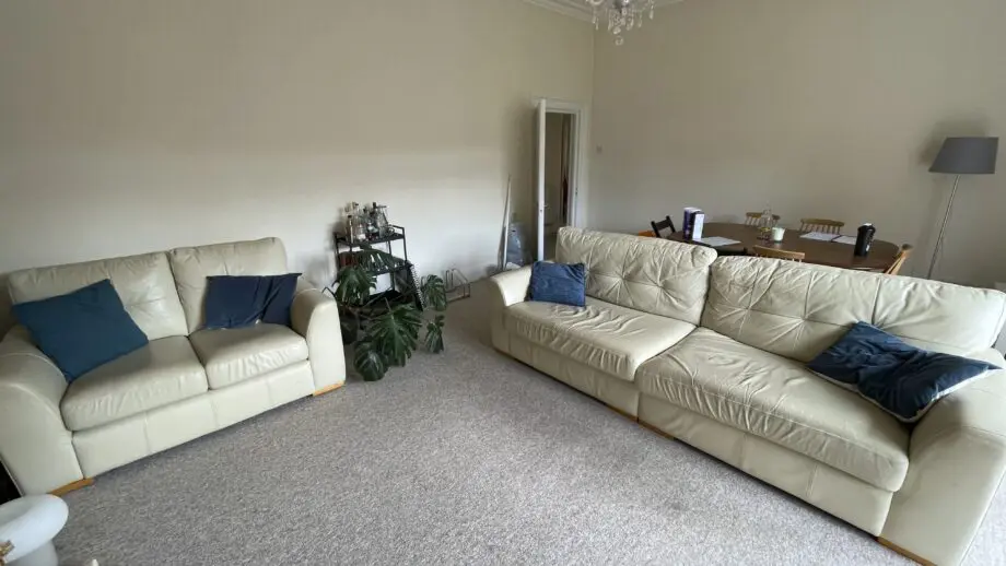 Cream leather sofa set