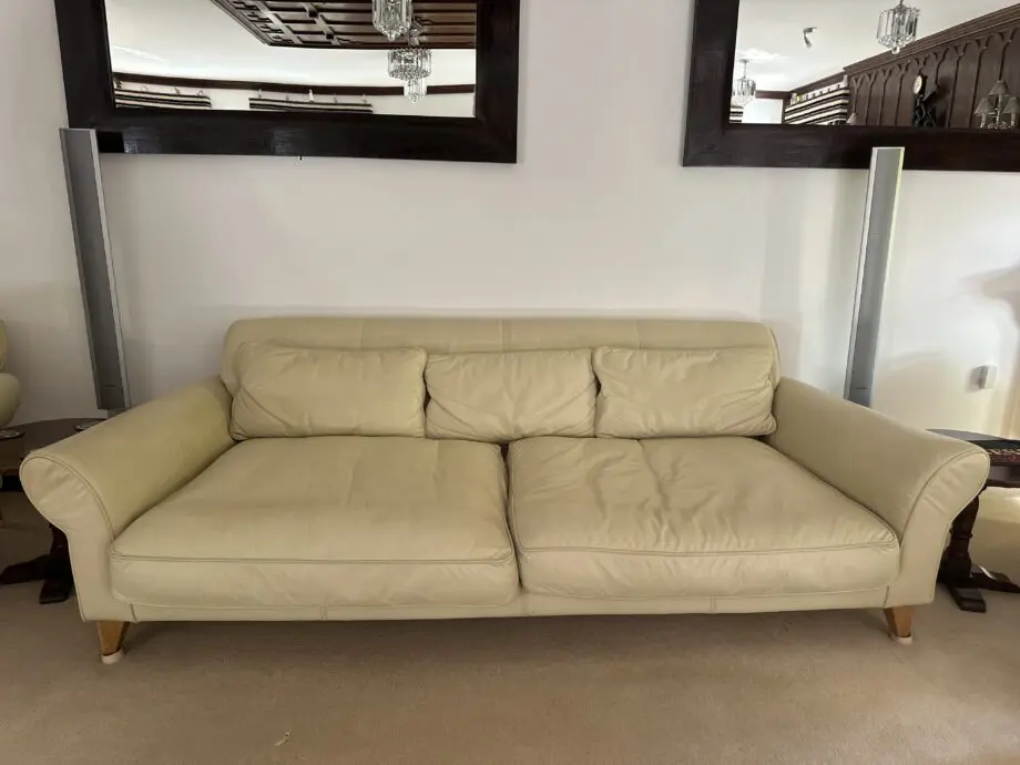 Cream leather sofa - Jasper Conran