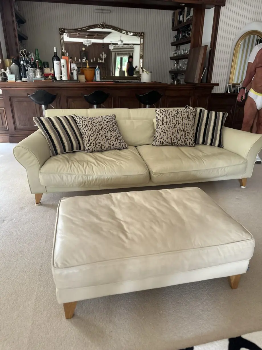 Cream leather sofa - Jasper Conran