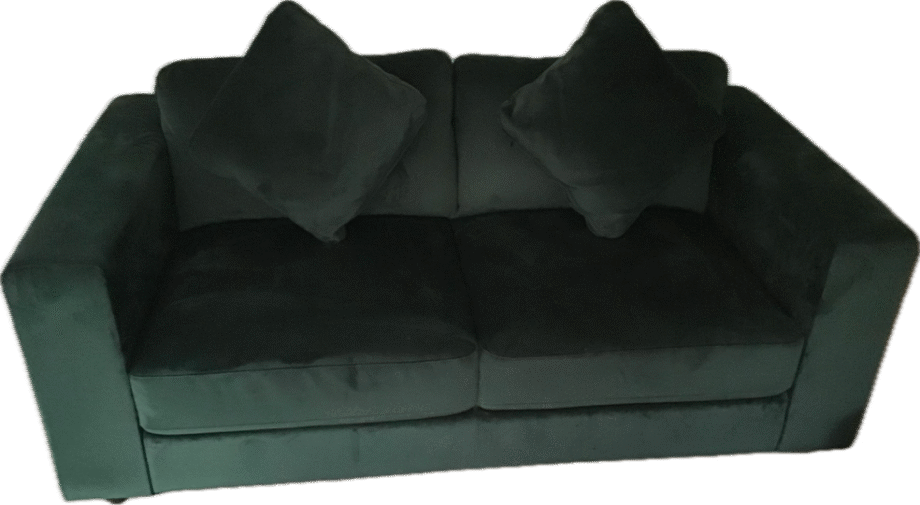 2 X BEAUTIFUL DARK GREEN VELVET SOFAS