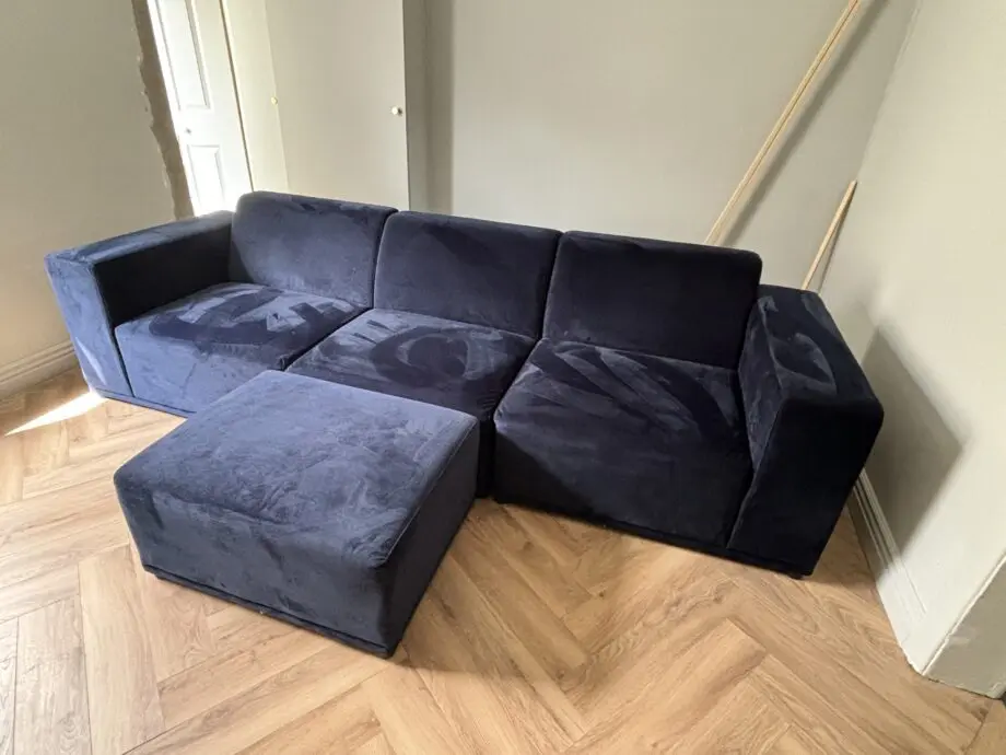 Dunelm Navy Blue Modular 3 Seater with Footstool