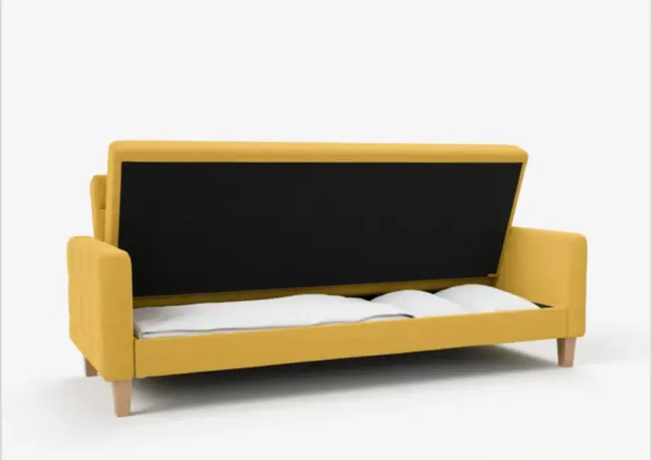 Yellow sofa bed, 3 seats
