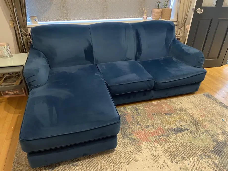 Interchangeable chaise sofa in petrol blue from dunelm