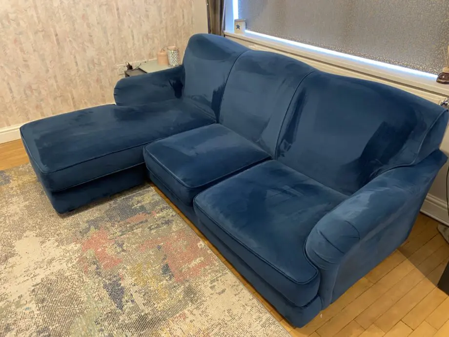 Interchangeable chaise sofa in petrol blue from dunelm