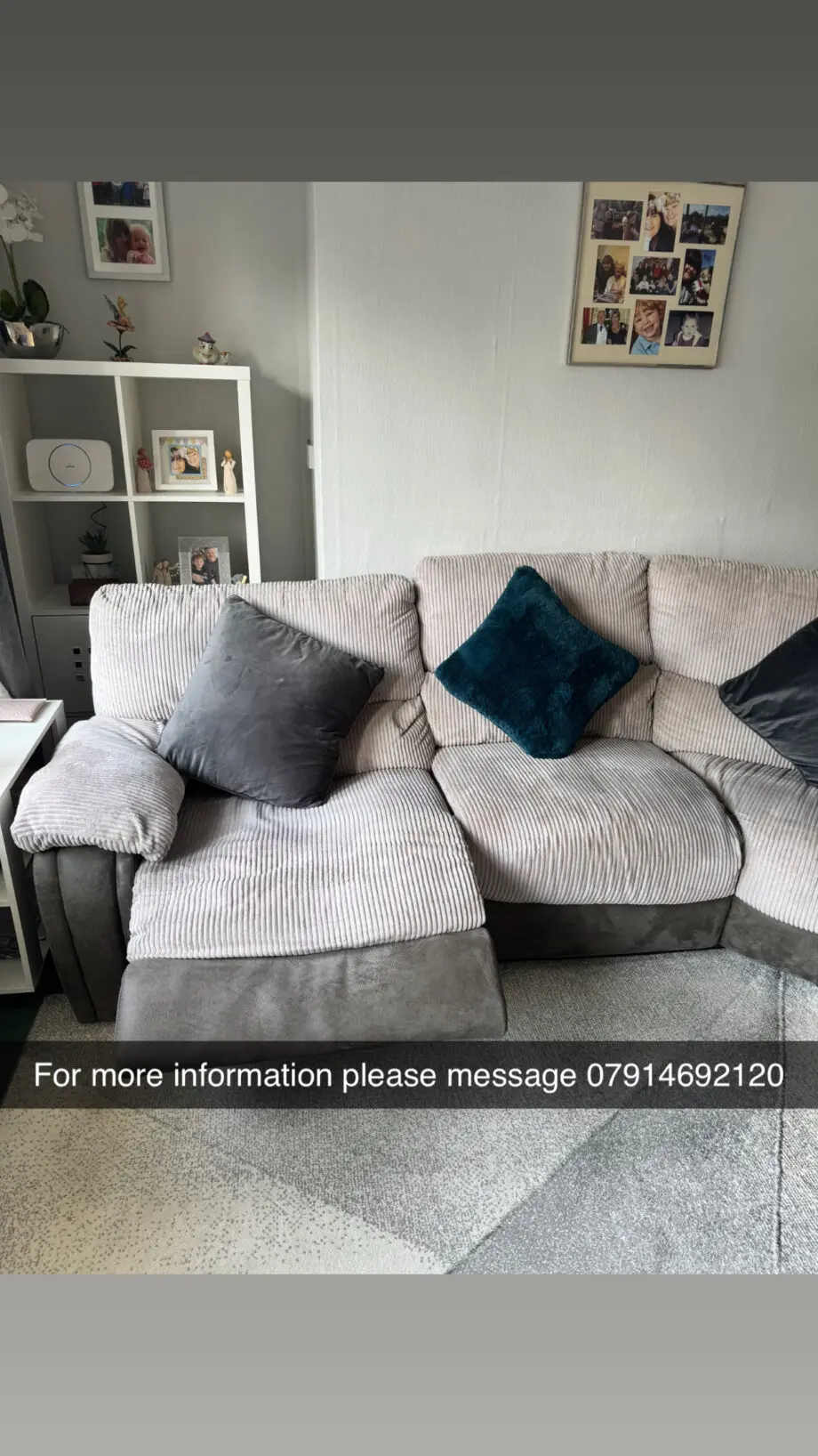 Harveys Arlington grey corner sofa with electric recliners