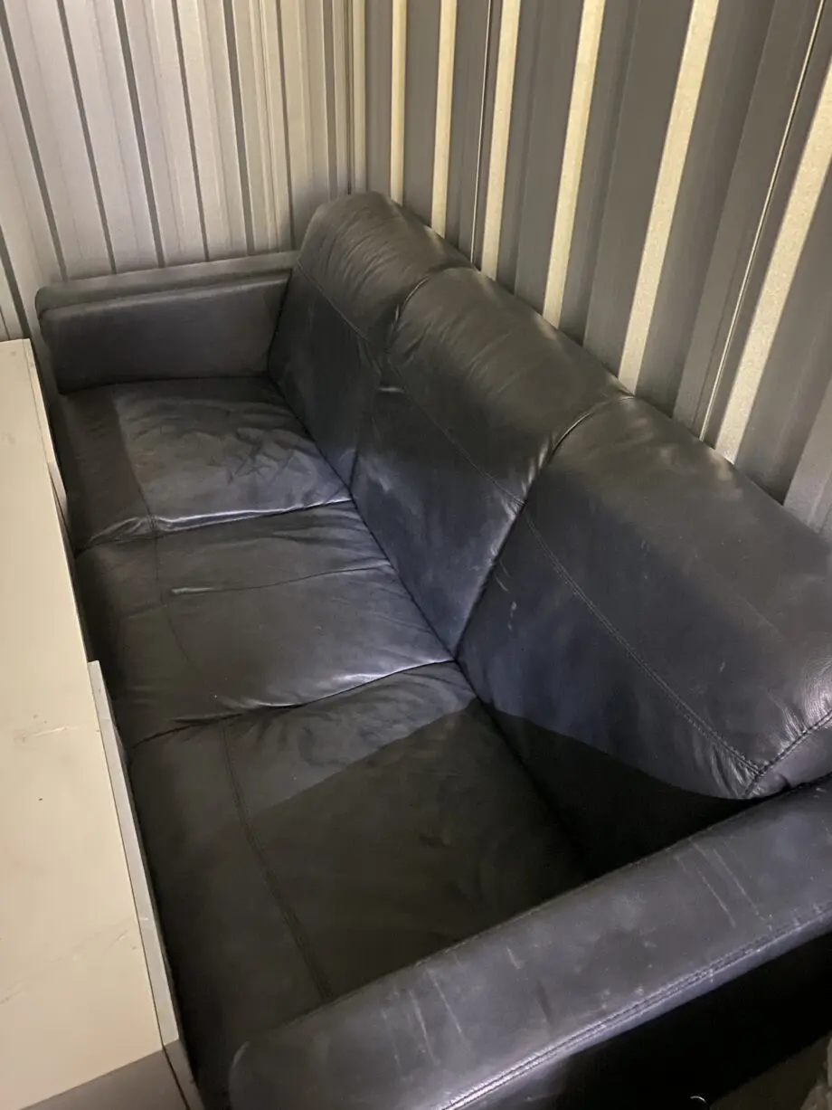 Black leather sofa