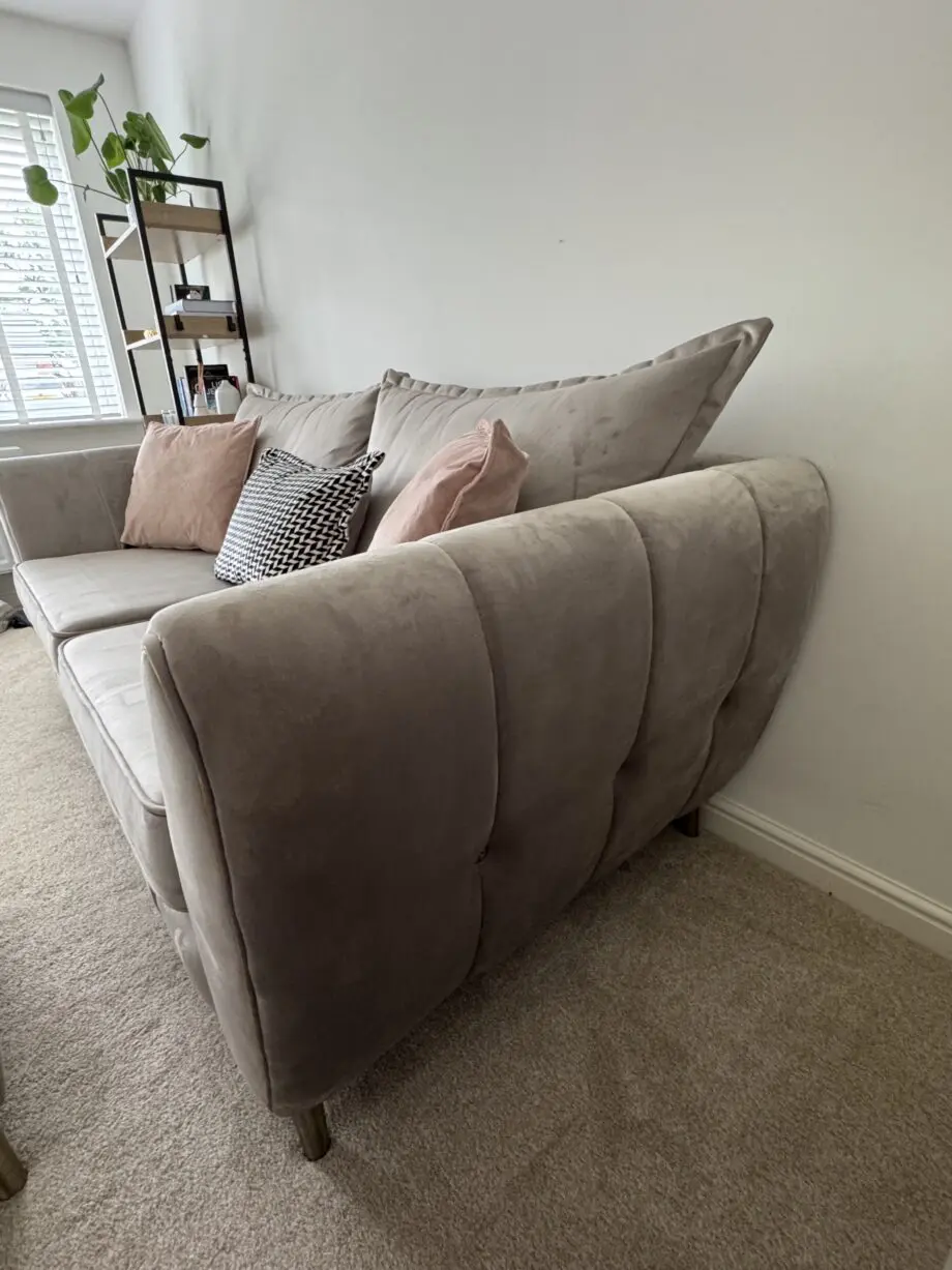 Nearly New Sofology Gabrielle Grey Sofa, Love Seat and Footstool