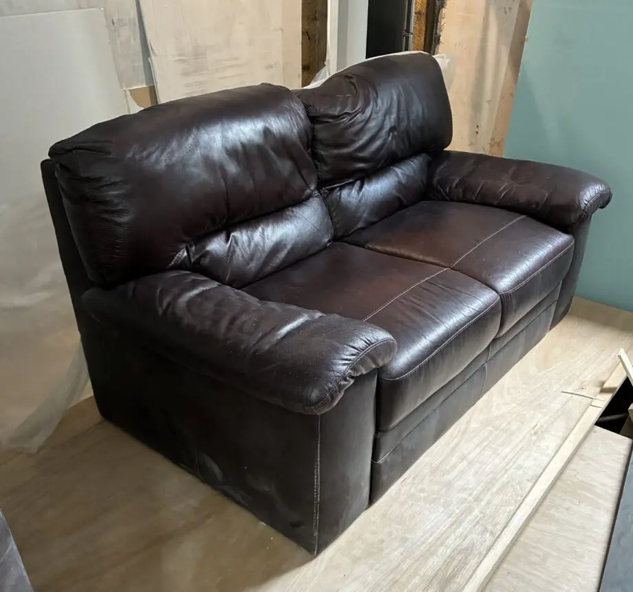 Brown leather sofa set