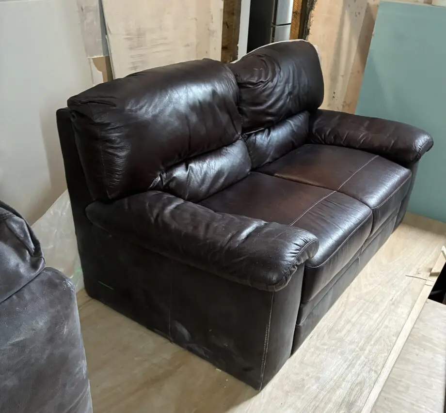 Brown leather sofa set