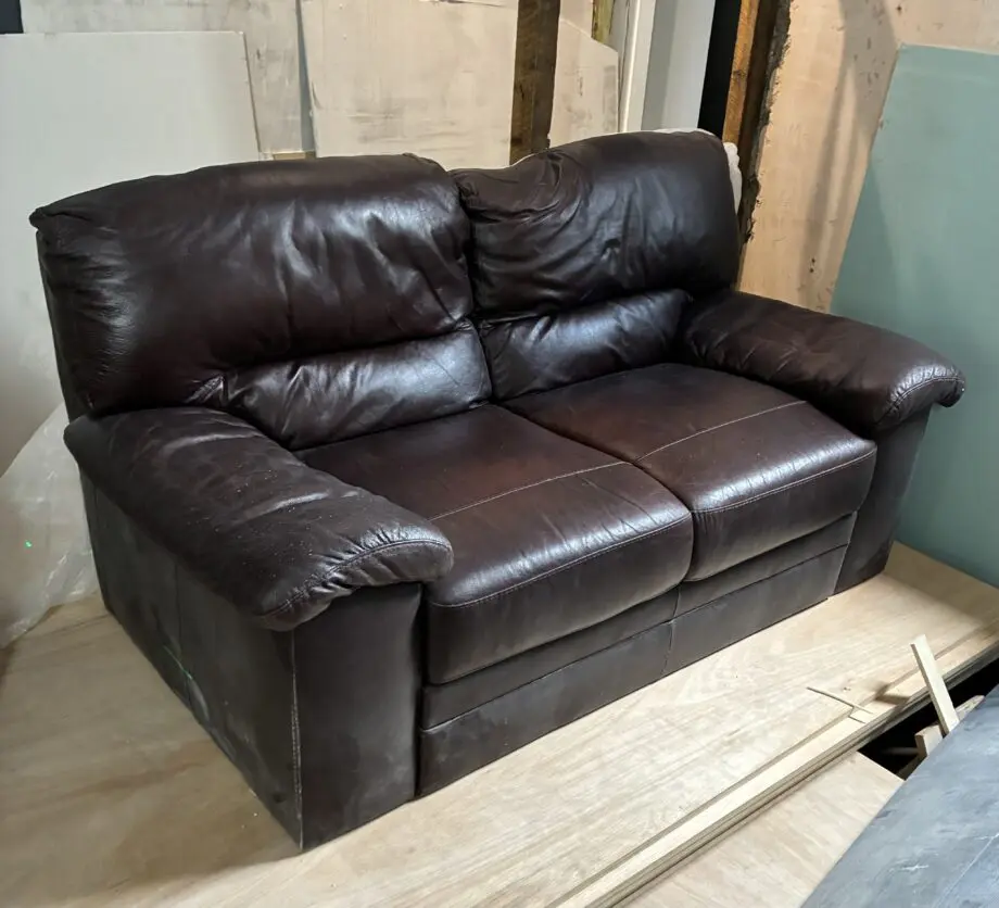 Brown leather sofa set