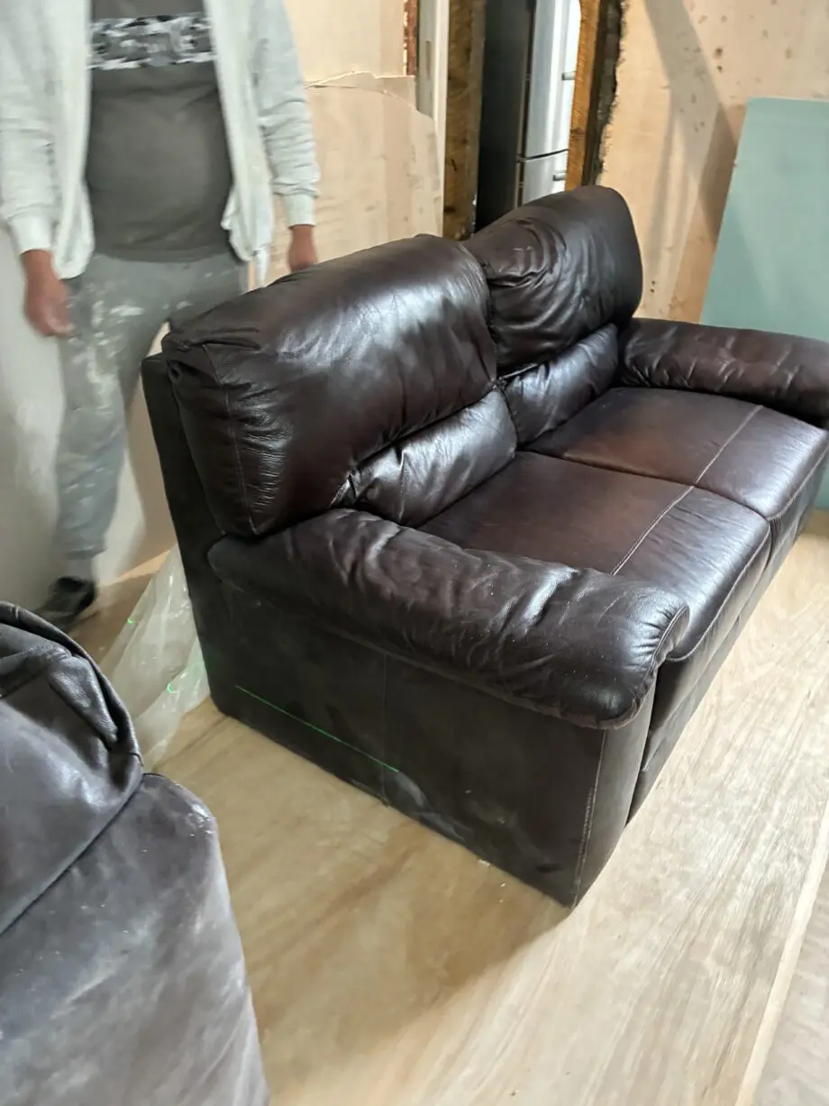 Brown leather sofa set