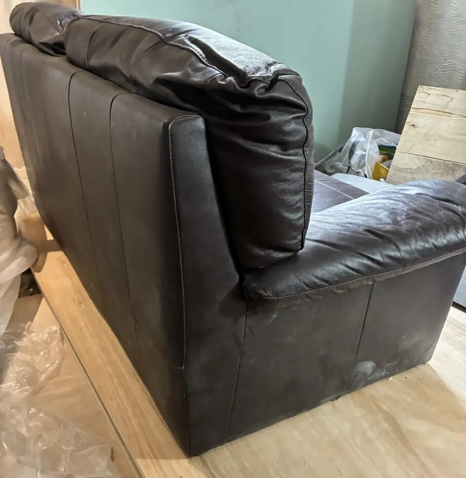 Brown leather sofa set