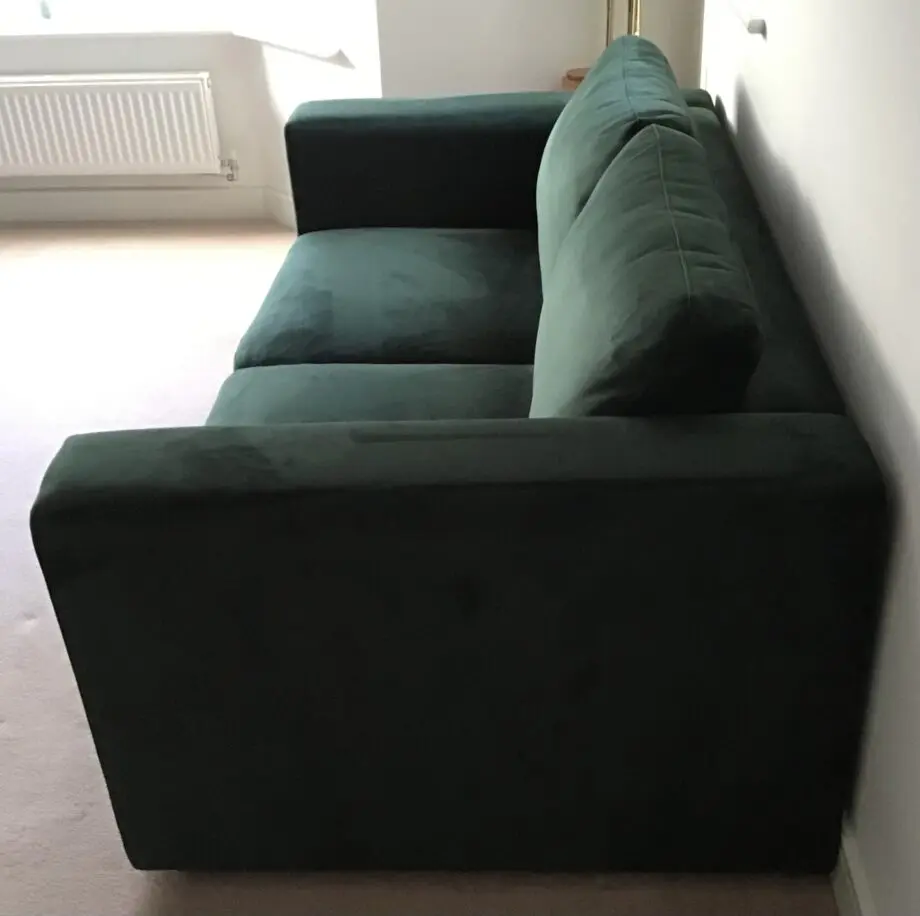 2 X BEAUTIFUL DARK GREEN VELVET SOFAS