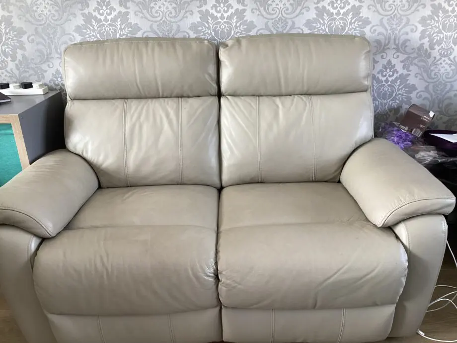 DFS Two seater leather recliner with USB’S