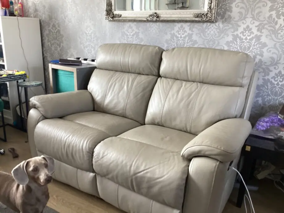 DFS Two seater leather recliner with USB’S