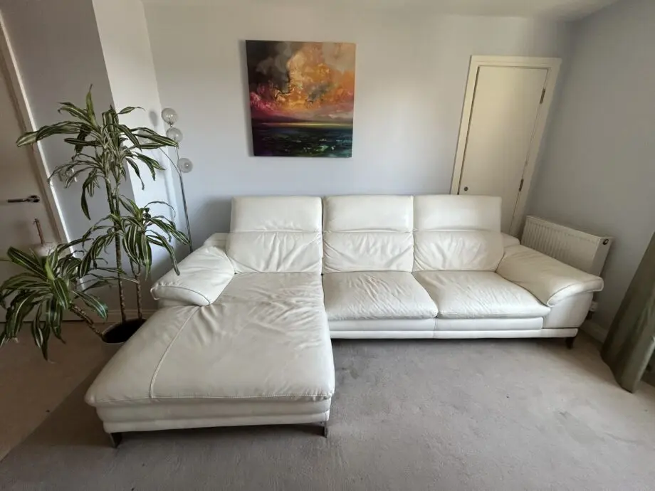 DFS White leather corner sofa