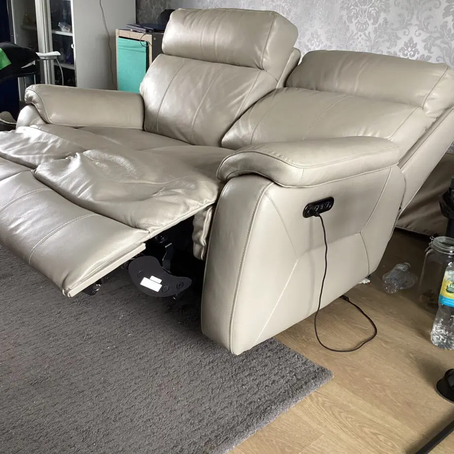 DFS Two seater leather recliner with USB’S