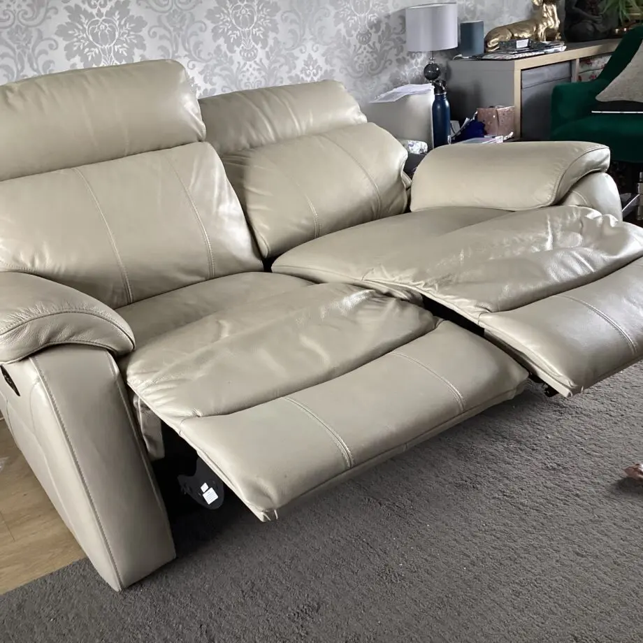 DFS Two seater leather recliner with USB’S