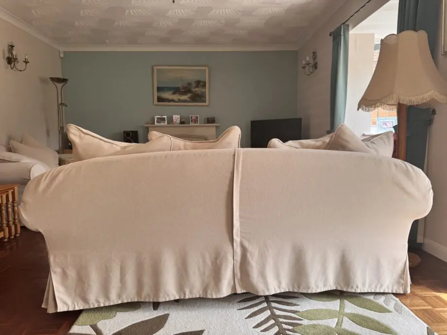 Beige/cream fabric 3-seater sofa