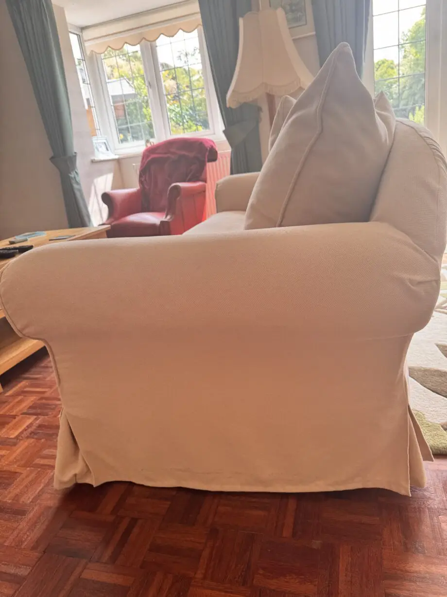 Beige/cream fabric 3-seater sofa