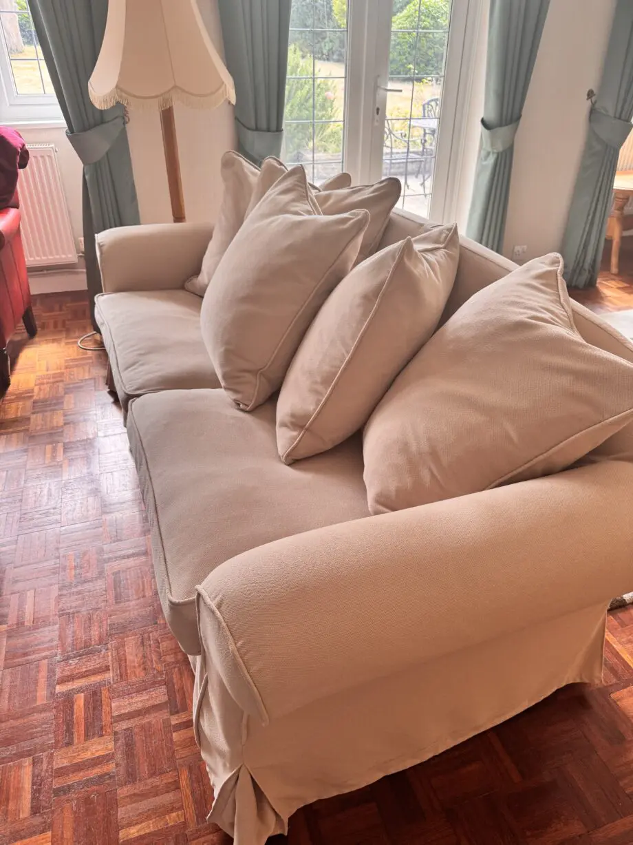 Beige/cream fabric 3-seater sofa