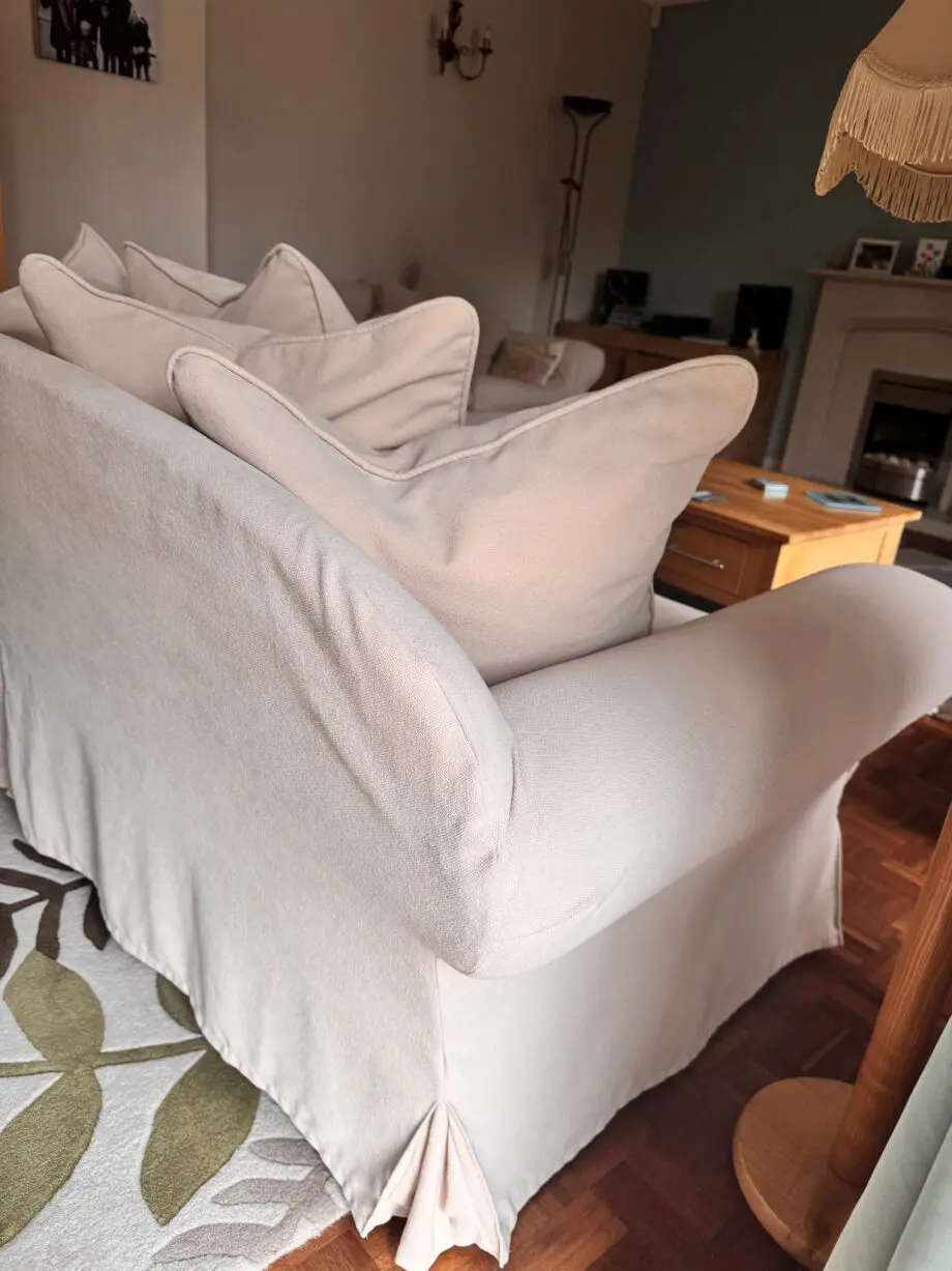 Beige/cream fabric 3-seater sofa