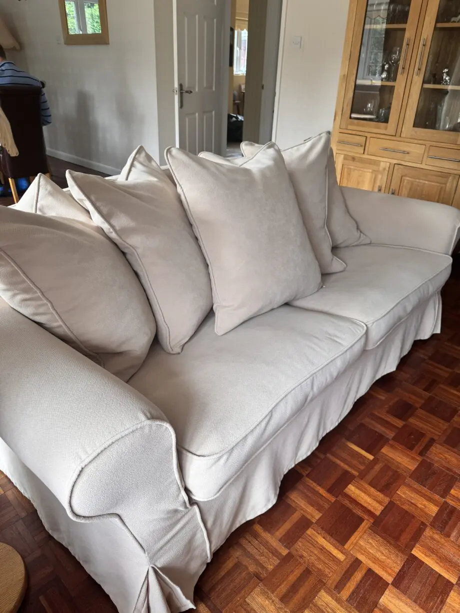 Beige/cream fabric 3-seater sofa
