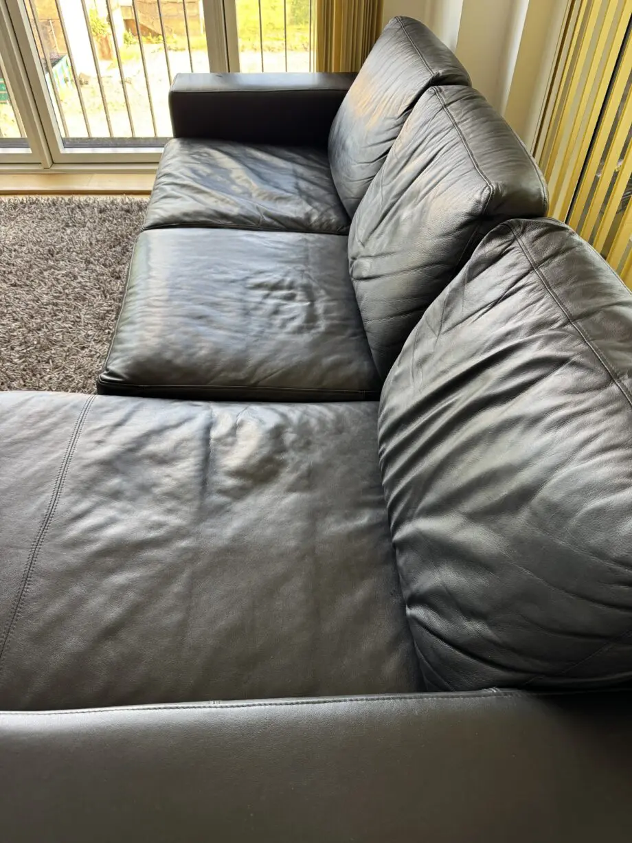 BoConcept Black Leather Modular Chaise Sofa-Chrome Legs, Revirsible Layout, 2.38m wide