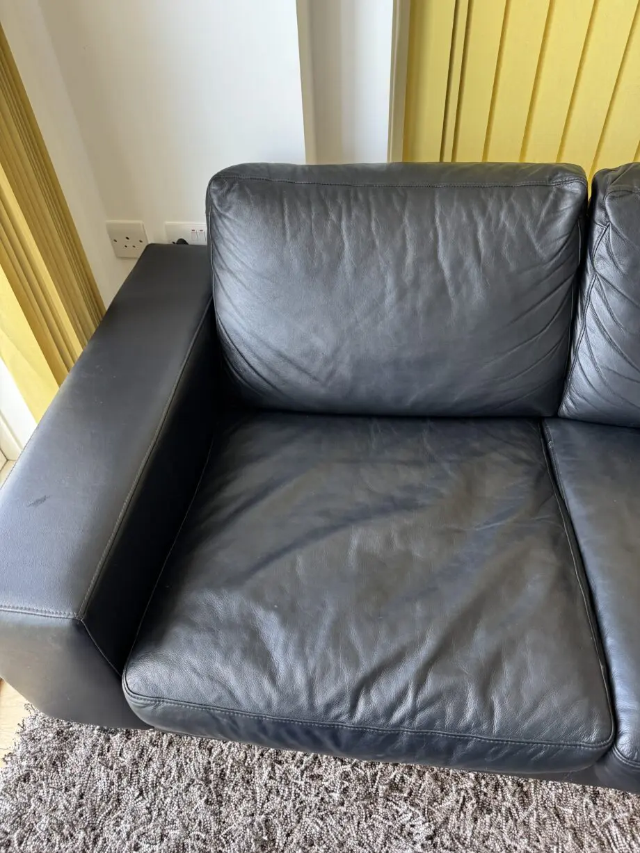 BoConcept Black Leather Modular Chaise Sofa-Chrome Legs, Revirsible Layout, 2.38m wide