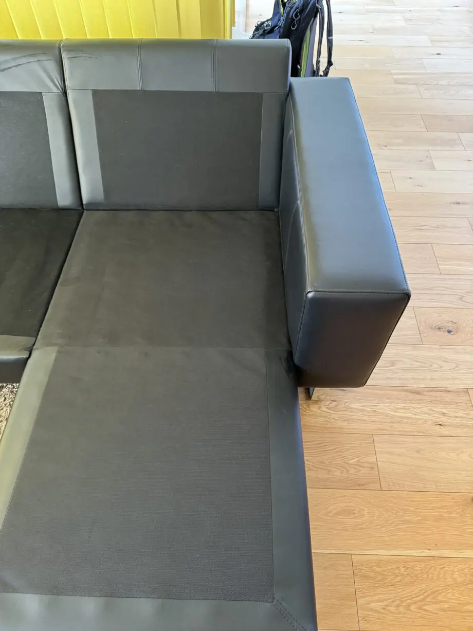 BoConcept Black Leather Modular Chaise Sofa-Chrome Legs, Revirsible Layout, 2.38m wide