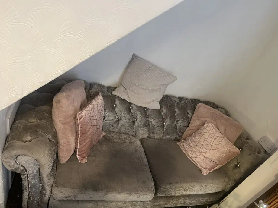 3 Seater sofa and crushed velvet silver