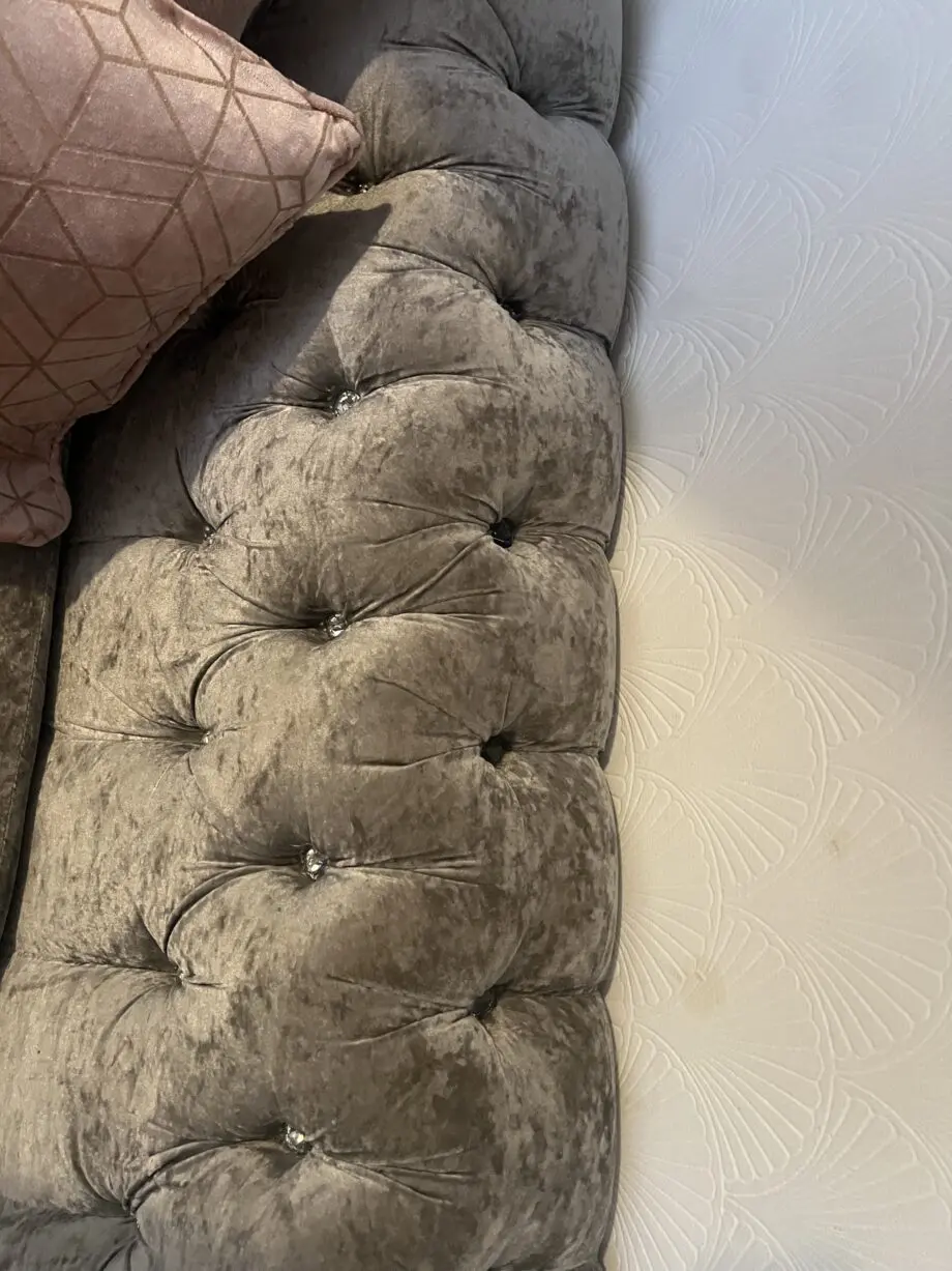 3 Seater sofa and crushed velvet silver