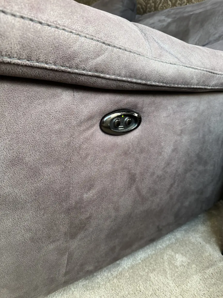 Dfs Grey Suede Electric Recliner Two Corner Sofa With USB