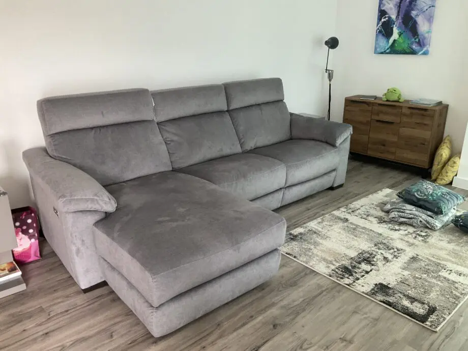 Natuzzi Estremo 3 Seater Sofa with Electric Chaise & One Recliner - Grey Afrodite