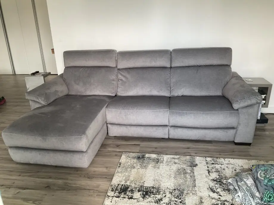 Natuzzi Estremo 3 Seater Sofa with Electric Chaise & One Recliner - Grey Afrodite