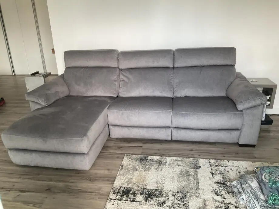 Natuzzi Estremo 3 Seater Sofa with Electric Chaise & One Recliner - Grey Afrodite