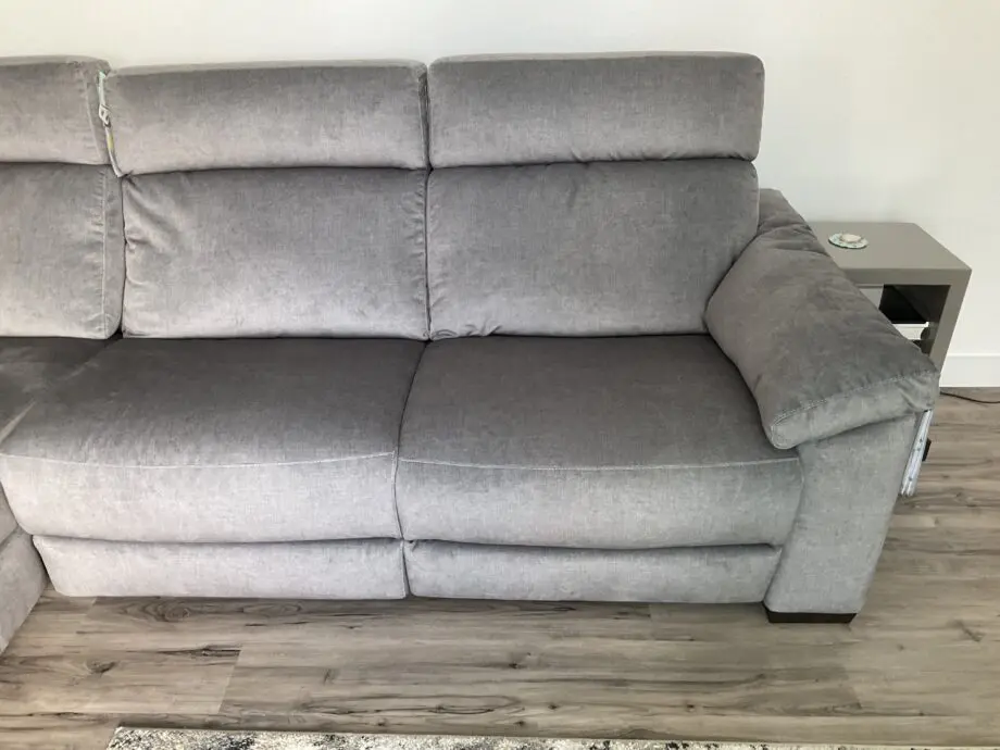 Natuzzi Estremo 3 Seater Sofa with Electric Chaise & One Recliner - Grey Afrodite