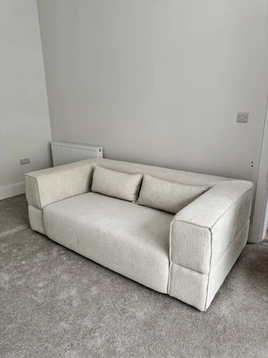 Off white teddy Boucle two seater sofa