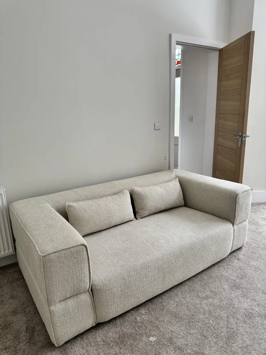 Off white teddy Boucle two seater sofa