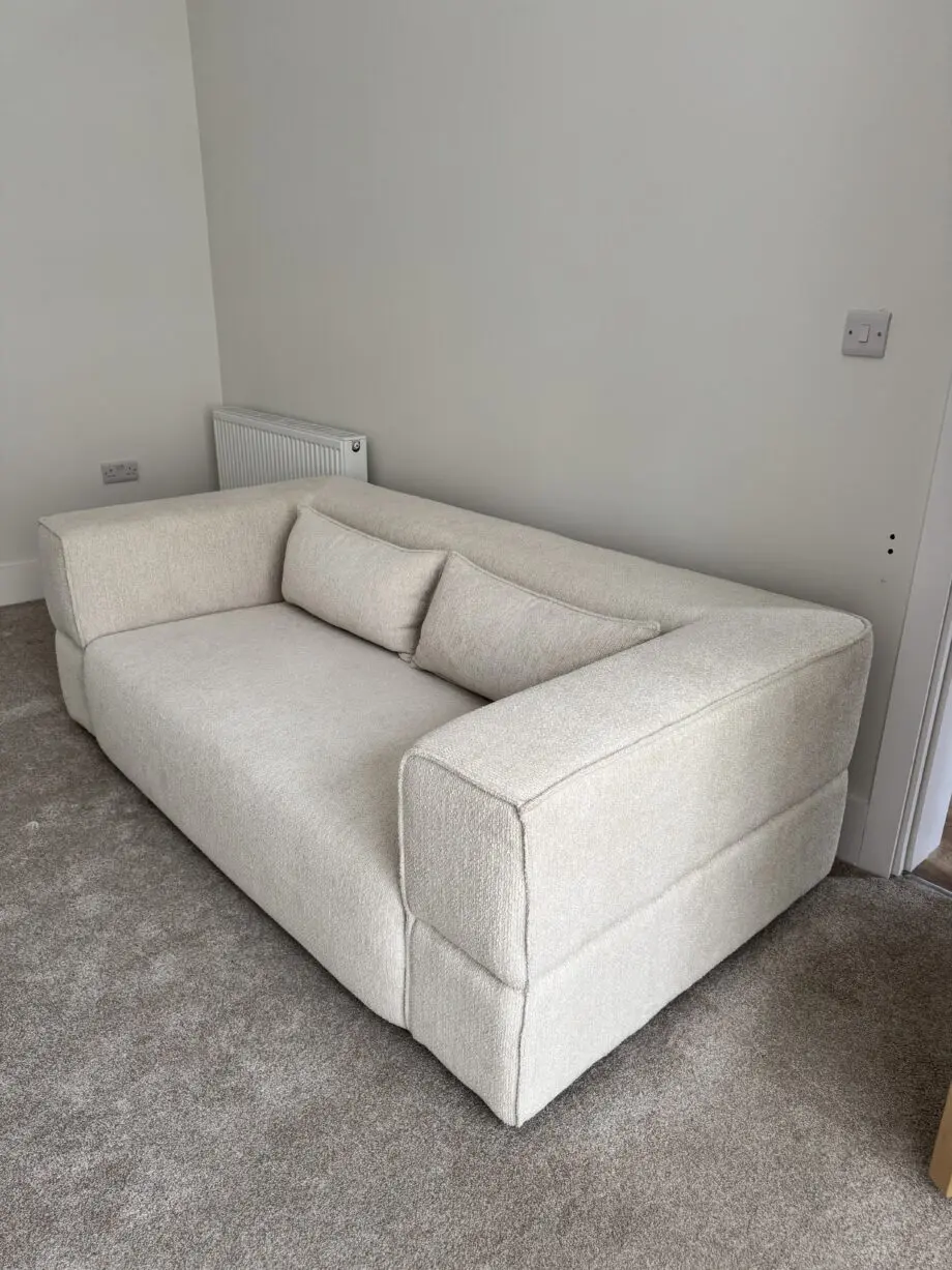 Off white teddy Boucle two seater sofa