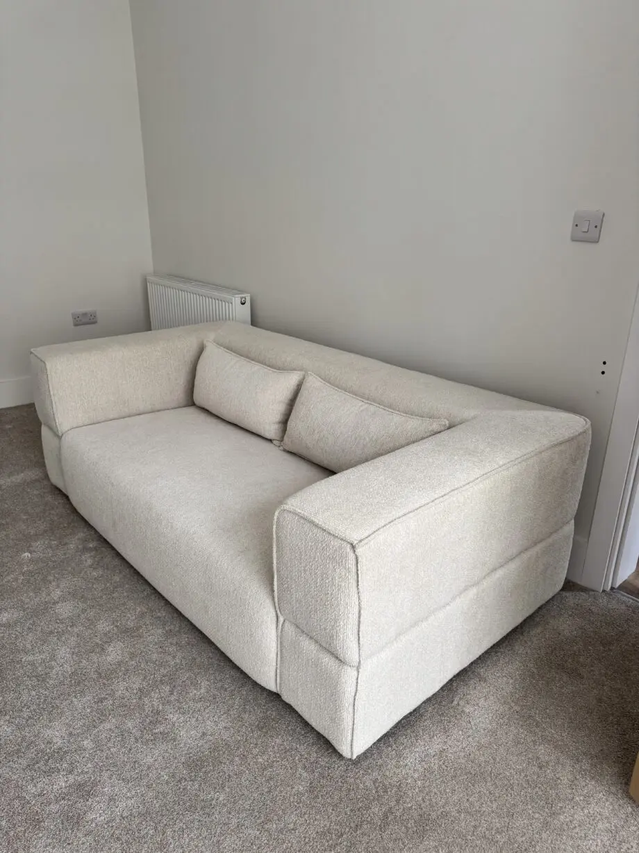 Off white teddy Boucle two seater sofa