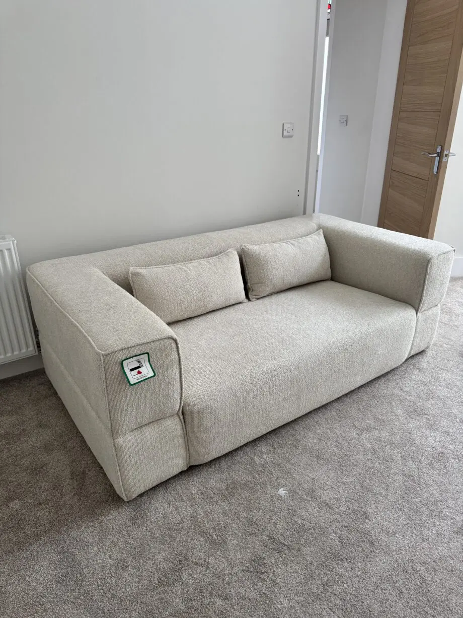Off white teddy Boucle two seater sofa